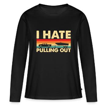 Ich hasse es, den Retro-Bootskapitän herauszuziehen - Frauen Premium Bio Langarmshirt - Schwarz - Vorne - Julia (174cm)