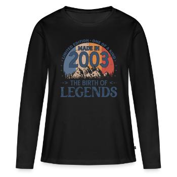 20e anniversaire Né en 2003 Fabriqué en 2003 - T-shirt manches longues Premium bio Femme - noir - Devant - Julia (174cm)
