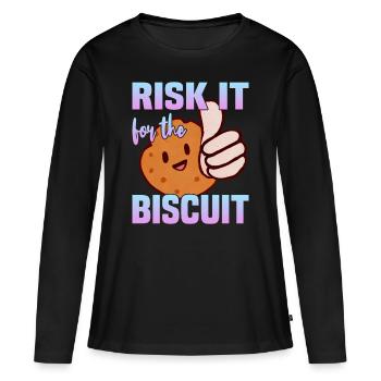 Risk it for the Biscuit - Women's Premium Organic Long Sleeve Shirt - black - Front - Julia (174cm)