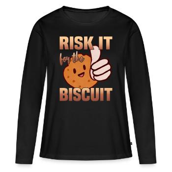 Risk it for the Biscuit - Women's Premium Organic Long Sleeve Shirt - black - Front - Julia (174cm)