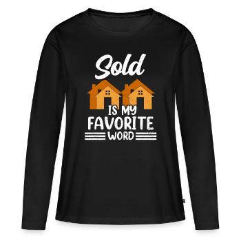 Vendu est mon mot préféré Agent immobilier - T-shirt manches longues Premium bio Femme - noir - Devant - Julia (174cm)