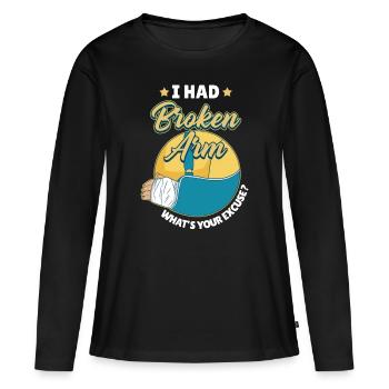J’ai eu une fracture - T-shirt manches longues Premium bio Femme - noir - Devant - Julia (174cm)