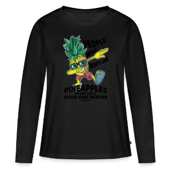tamponner l’ananas - T-shirt manches longues Premium bio Femme - noir - Devant - Julia (174cm)
