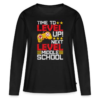 Zeit, um den Abschluss von Mittelschul-Videospielern zu verbessern - Frauen Premium Bio Langarmshirt - Schwarz - Vorne - Julia (174cm)