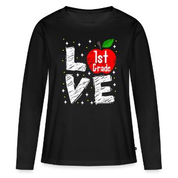 J’adore 1st Grade Apple Funny Back To School Teacher - T-shirt manches longues Premium bio Femme - noir - Devant - Julia (174cm)