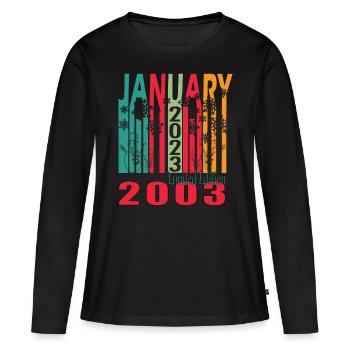 Baujahr 2003 Januar geboren Geschenkidee - Frauen Premium Bio Langarmshirt - Schwarz - Vorne - Julia (174cm)