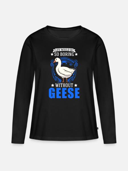 Gänse Geschenk Gänseliebhaber Gänsezüchter - Frauen Premium Bio Langarmshirt - Schwarz