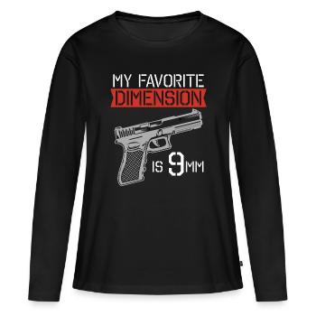 Armurier Mon Fixateur d’armes à feu Dimension préféré Armuriers - T-shirt manches longues Premium bio Femme - noir - Devant - Julia (174cm)