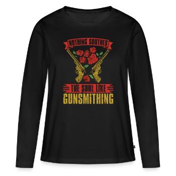 Gunsmith Rien n’apaise l’âme aime Metalsmith - T-shirt manches longues Premium bio Femme - noir - Devant - Julia (174cm)