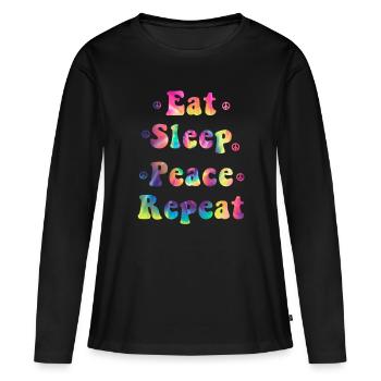 Hippie - T-shirt manches longues Premium bio Femme - noir - Devant - Julia (174cm)