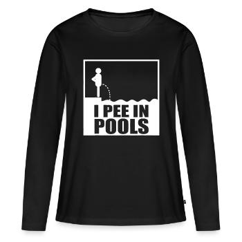 Lustig sarkastisch Ich pinkle in Pools - Frauen Premium Bio Langarmshirt - Schwarz - Vorne - Julia (174cm)