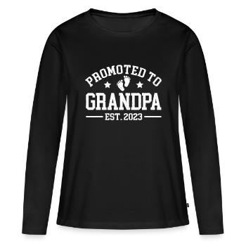 Mens Promoted to Grandpa est. 2023 Grandparents Ba - Women's Premium Organic Long Sleeve Shirt - black - Front - Julia (174cm)