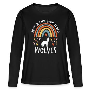 Just A Girl Who Loves Wolves Rainbow Gifts For Wol - Women's Premium Organic Long Sleeve Shirt - black - Front - Julia (174cm)