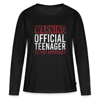 Avertissement officiel adolescent ne s’approche pas du 13 bir - T-shirt manches longues Premium bio Femme - noir - Devant - Julia (174cm)