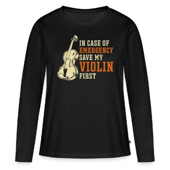 Violoniste en cas de - T-shirt manches longues Premium bio Femme - noir - Devant - Julia (174cm)