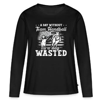 Steer Wrestling Une journée sans rodéo de handball par équipe - T-shirt manches longues Premium bio Femme - noir - Devant - Julia (174cm)