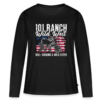 Steer Wrestling 101 Ranch Wild West Barrel Racing - T-shirt manches longues Premium bio Femme - noir - Devant - Julia (174cm)