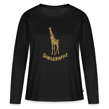 Animaux gingembre « gingeraffer » girafe - T-shirt manches longues Premium bio Femme - noir - Devant - Julia (174cm)