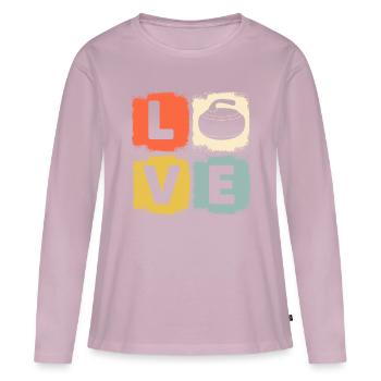 Curling rétro amour design curler sports de glace d’hiver - T-shirt manches longues Premium bio Femme - rose poudré - Devant - Julia (174cm)