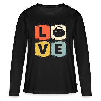 Curling rétro amour design curler sports de glace d’hiver - T-shirt manches longues Premium bio Femme - noir - Devant - Julia (174cm)