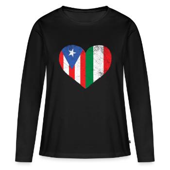 Drapeau portoricain italien amour Italie Porto Rico H - T-shirt manches longues Premium bio Femme - noir - Devant - Julia (174cm)