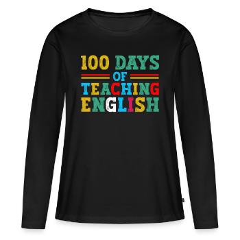 100 jours de cours d’anglais pour les professeurs des écoles - T-shirt manches longues Premium bio Femme - noir - Devant - Julia (174cm)
