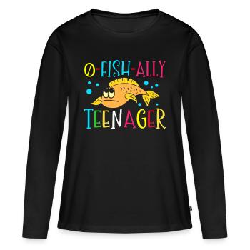 O-fish-ally Teenage Adolescents 100 Days - Women's Premium Organic Long Sleeve Shirt - black - Front - Julia (174cm)