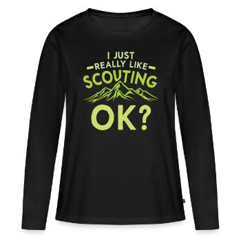 J’aime beaucoup le scoutisme clan scout - T-shirt manches longues Premium bio Femme - noir - Devant - Julia (174cm)