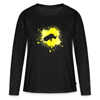 Nashorn - Frauen Premium Bio Langarmshirt - Schwarz - Vorne - Julia (174cm)