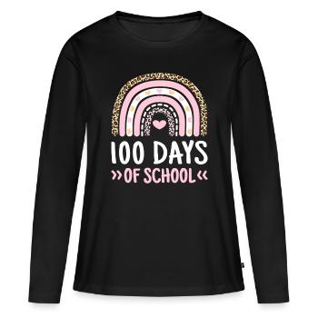 Cute 100th Day Of School 100 Days Leopard Rainbowf - Women's Premium Organic Long Sleeve Shirt - black - Front - Julia (174cm)