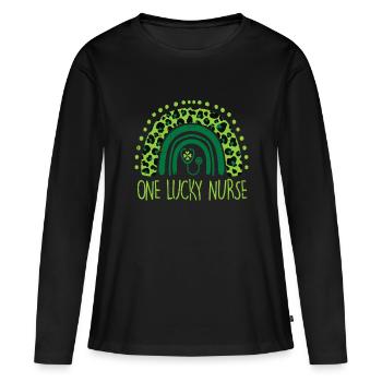 One Lucky Nurse Scrub RN ICU ER St Patricks Day Nu - Frauen Premium Bio Langarmshirt - Schwarz - Vorne - Julia (174cm)
