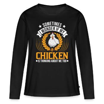 Poulets Élevage de poulets Éleveur de poulet - T-shirt manches longues Premium bio Femme - noir - Devant - Julia (174cm)