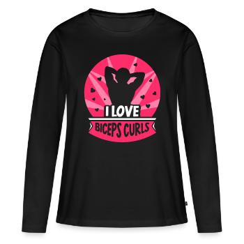 J’adore biceps boucles muscles biceps dictons - T-shirt manches longues Premium bio Femme - noir - Devant - Julia (174cm)