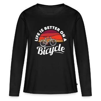 Bike Cycling Biking Cyclist Retro Theme Bicycle Qu - Women's Premium Organic Long Sleeve Shirt - black - Front - Julia (174cm)