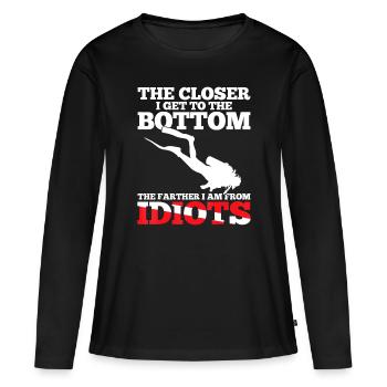 Drôle de plongée sous-marine Flag Dive Citation de plongée Scuba Diver Gif - T-shirt manches longues Premium bio Femme - noir - Devant - Julia (174cm)