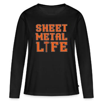 Fabricant de tôlerie Life Fabrication de tôles - T-shirt manches longues Premium bio Femme - noir - Devant - Julia (174cm)