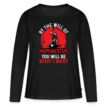 Forger par la volonté d’Héphaïstos, métallurgiste - T-shirt manches longues Premium bio Femme - noir - Devant - Julia (174cm)