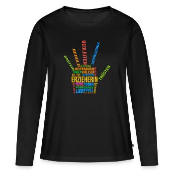 Retro Grafik Kindertagesstätte Babysitter Kindergä - Frauen Premium Bio Langarmshirt - Schwarz - Vorne - Julia (174cm)
