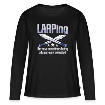 Larp Rpg Jeu de rôle Conception de jeux Larper - T-shirt manches longues Premium bio Femme - noir - Devant - Julia (174cm)