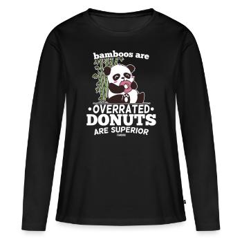 Les bambous sont surestimés Les beignets sont supérieurs - T-shirt manches longues Premium bio Femme - noir - Devant - Julia (174cm)