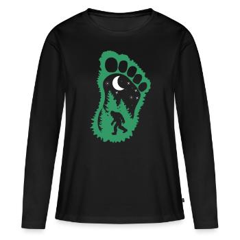 Bigfoot Im Wald - Frauen Premium Bio Langarmshirt - Schwarz - Vorne - Julia (174cm)
