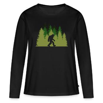Bigfoot Im Wald - Frauen Premium Bio Langarmshirt - Schwarz - Vorne - Julia (174cm)