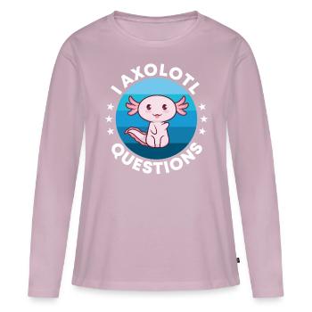 I Questions Axolotl - T-shirt manches longues Premium bio Femme - rose poudré - Devant - Julia (174cm)