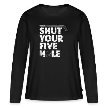 Halt Die Klappe Mit Deinem - Frauen Premium Bio Langarmshirt - Schwarz - Vorne - Julia (174cm)
