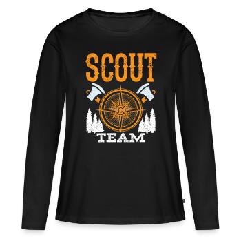 Camp de clan scout de l’équipe scoute - T-shirt manches longues Premium bio Femme - noir - Devant - Julia (174cm)