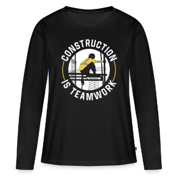 Le travail de construction est un travail d’équipe Construction Travail d’équipe Chantier - T-shirt manches longues Premium bio Femme - noir - Devant - Julia (174cm)