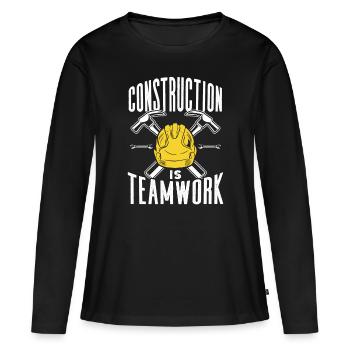Le travail de construction est un travail d’équipe Chantier de construction Travail d’équipe Construction - T-shirt manches longues Premium bio Femme - noir - Devant - Julia (174cm)