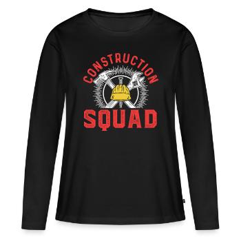 Équipe de construction Équipe de chantier Travail d’équipe Travailleurs de la construction Construction - T-shirt manches longues Premium bio Femme - noir - Devant - Julia (174cm)