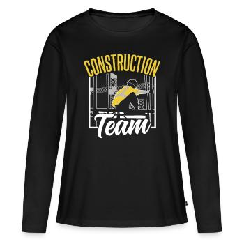 Équipe de construction Travail d’équipe Chantiers de construction Ouvriers de la construction - T-shirt manches longues Premium bio Femme - noir - Devant - Julia (174cm)