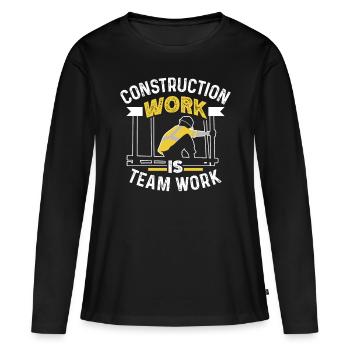 Le travail de construction est un travail d’équipe Travail d’équipe sur chantier - T-shirt manches longues Premium bio Femme - noir - Devant - Julia (174cm)